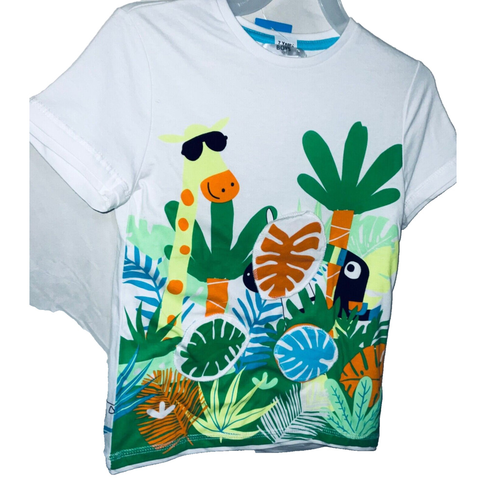 Baby Boys Animal Print Cotton Blend Regular T Shirt (Multicolor, Size 7)